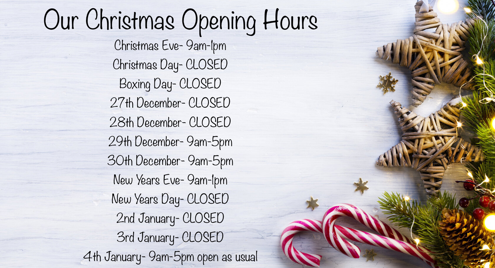 Christmas Opening hours 2021